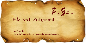 Pávai Zsigmond névjegykártya